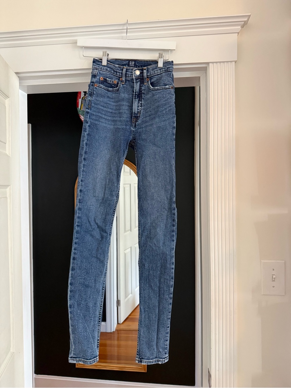 Gap Cigarette Jeans High Rise Skinny Straight Medium Wash Size 24 Tall